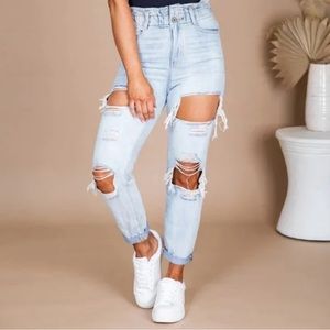 NWT KanCan paper bag waist mom jeans